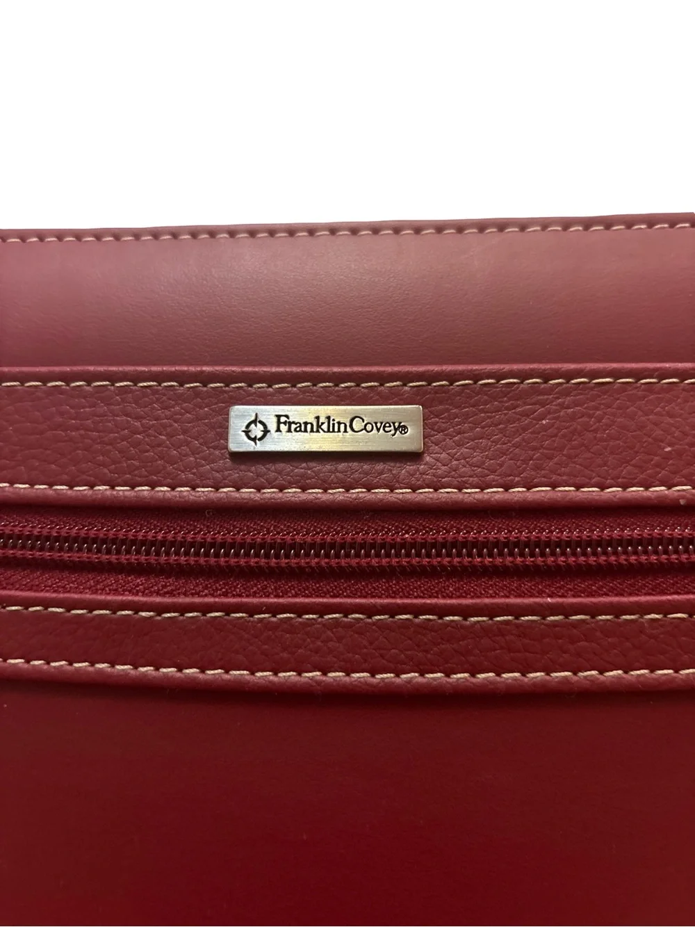 Vintage Franklin Covey Burgundy Leather 7-Ring Zip Planner Organizer Never Used